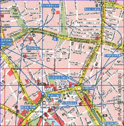 Transporte mapa de Moscovo em ingles