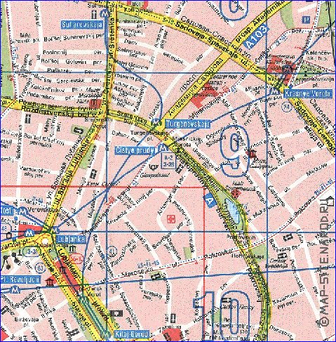 Transporte mapa de Moscovo em ingles