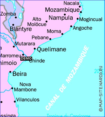 mapa de Mocambique em frances