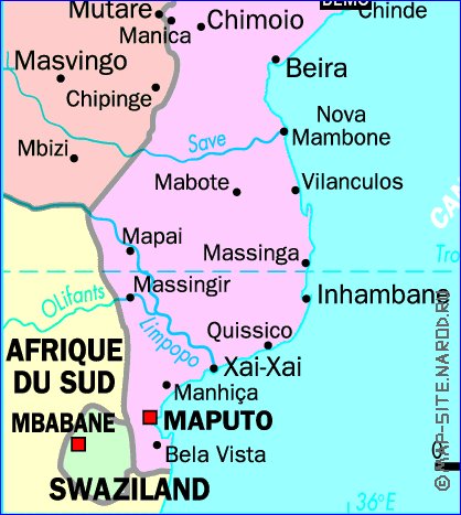 mapa de Mocambique em frances