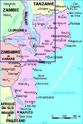 mapa de Mocambique em frances