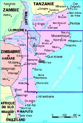 mapa de Mocambique em frances