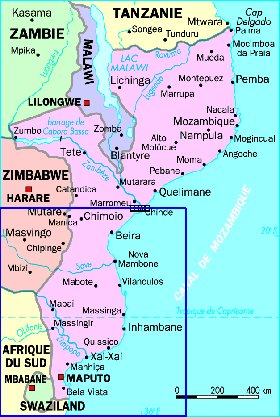 mapa de Mocambique em frances