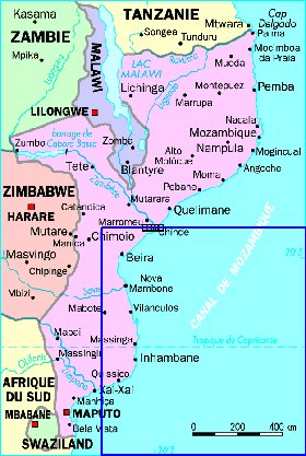 mapa de Mocambique em frances